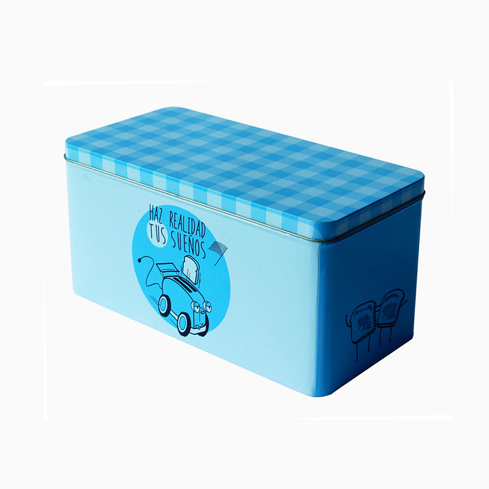 Cute cartoon rectangular empty cookie tins bulk